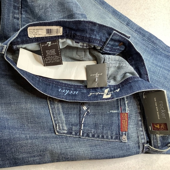7 For All Mankind Jeans 30X35.5 SLIM Rocker Flare Vintage Enamel Stud Nakita NWT - Picture 4 of 4